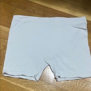 Women's White Ribbed biker shorts